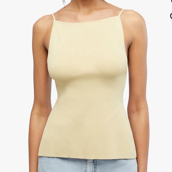 HIGH STRAIGHT NECK FULLY FASHIONED RIB TOP - Picture 1 of 4